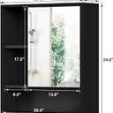 ChooChoo Bathroom Wall Mirror Cabinet, Medicine Cabinet with Single Door and Adjustable Shelf, Over The Toilet Space Saver Storage Cabinet, Black