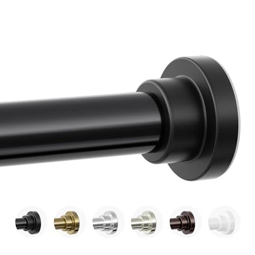 Mcrbeay Shower Curtain Rod, 1" Diameter Heavy Duty Tension Shower Rod, Non Slip Adjustable 30-120 inch No Drilling Shower Curtain Rods Spring Tension For Bathroom, Shower Stall, No Rust, Black