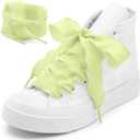 2 x Fishtail Pleated Shoe Laces: 2 Pairs 2.5 CM Wide Flat Ruffle Shoelaces