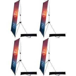 USCNC X Banner Stand Adjustable Fit Banner 23 x 63 to 32 x 78 Inch(STAND ONLY), Portable Travel Bag,Suitable for advertising, stores, exhibitions, restaurants, events, birthday parties, and other occasions (4 Pack)