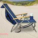 Rio Beach Original 4-Position Steel Backpack Chair with Pillow, Hands-Free Beach Chair Backpack for Adults, Navy, 22.25" W X 30" D X 29.5" H