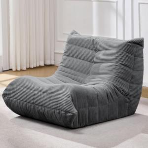 Bean Bag Chairs for Adults Giant Bean Bag Chair Memory Foam BeanBag Chair Big Bean Bag Sofa with Filler Faux Fur Fireside Beanbags Lazy Sofa for Living Room Bedroom Dorm Office (Grey Corduroy) (Single)