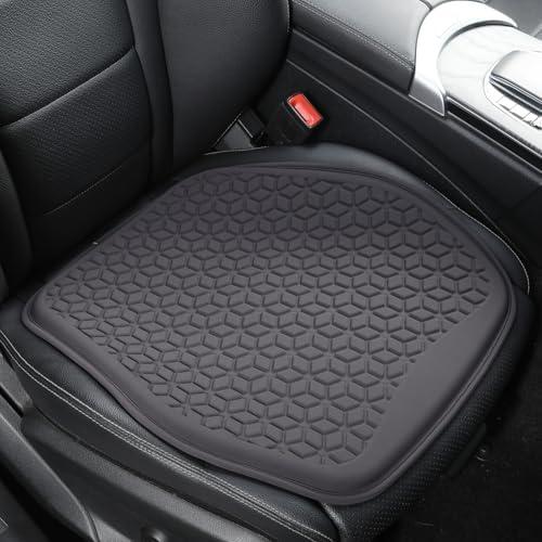 Binsheo Thin Gel Seat Cushion for Car Seat, Office Chair, Wheelchair, Golf Cart - Slim Design Non-Slip Car Seat Cushions with 0.7 Inch Gel - Sciatica & Coccyx Pain Relief (Fabric, Dark Grey)