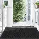 Mibao Front Door Mat, Heavy Duty Durable Welcome Mat for Outdoor Indoor, Dirt Trapper Waterproof Super Absorbent Door Mat for Entryway Outside Patio Porch, 61.5" x 36", Black