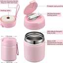 17oz Soup Thermo for Hot Food Kids,Insulated Food Jar with Spoon,Thermo Hot Food Lunch Container,Wide Mouth Leakproof Stainless Steel Lunch Box for School-Pink