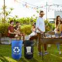 33 Gallon Blue and Black Glass Pop Up Trash and Recycling Container 2 Pack Bundle