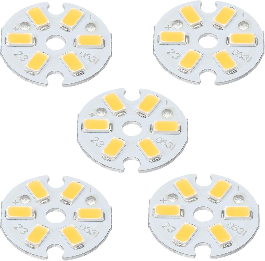 MECCANIXITY COB LED Light Chip Bead 3W 120lm 3000-3200K 23mm 9-11VDC Energy Saving Bulb for Spotlight Floodlight Replacement Warm White 5Pcs
