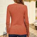 Miselon Womens Long Sleeve Henley Shirts V Neck Lace Button Tops Ribbed Knit Casual Slim Fit Blouse (S)