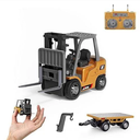 BRRRRT 1/64 RC Forklift Toy 7 Channel 2 Mode Mini Remote Control Forklift Truck with Rechargeable Battery, 2 in 1 Transformable Lift Fork & Hook with Lights & Sounds for Adults Kids Boys and Girls