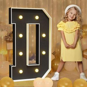 imprsv Marquee Letters Black 3FT: Black Party Decor - Light Up Letter D Large 3 Feet Tall - Party Decorations Letter for Graduation Birthday Wedding