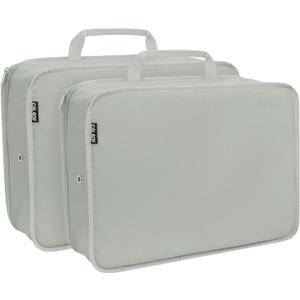 Compression Packing Cubes for Travel Essentials, 2 Pack Expandable Travel Cubes for Packing Bags Suitcase Organizer, Grey (Large)