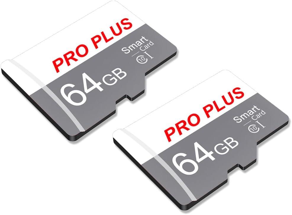 2 Pack Memory Card 64GB with Adapter, High Speed TF Card, UHS-I C10 A1 Memory TF Card for Tablet/Mobile Phone/Camera/Car Audio/Game Console (TF183 White Gray 64GB)