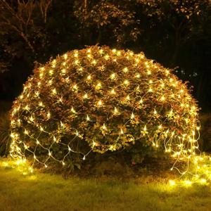 JMEXSUSS Net Lights Outdoor Mesh Lights, 200 LED 9.8ft x 6.6ft Christmas Net Light Outdoor Waterproof, Plug in Bush Light for Lawn Ceiling Hedge Garden Patio Christmas Tree Decor (Warm White)