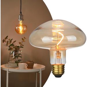 Dimmable E26 3W 2200K 25W Equivalent Amber Led Bulb, Mushroom Ambient Mood Light Warm Yellow 200LM ,110-130V, Modern Stylish Style Vintage Edison Bulbs, Decorative Hanging Led light Bulb for home