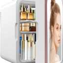 Skincare Fridge, 6L/10 Can Mini Fridge for Bedroom with Dimmable LED Mirror, Portable Cooler & Warmer Small Compact Refrigerator for Skincare, Cosmetics, Bedroom and Office, White