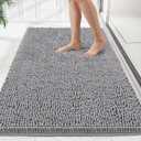 Bathroom Rugs Mat 3x2ft, Thick Soft Absorbent Chenille Bath Rugs, Rubber Backing Bath Mats for Bathroom Floor, Tub, Shower, Bedroom, Home Decor Accessories, Quick Dry Machine Washable, Grey