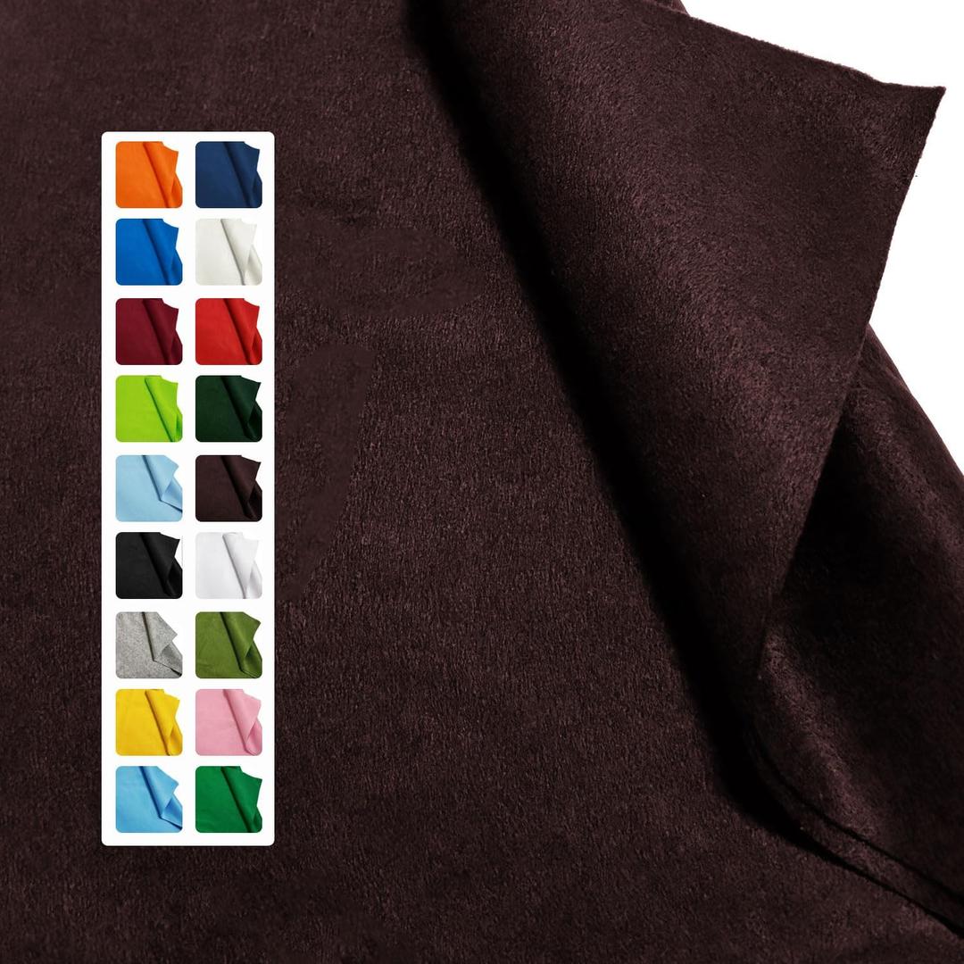 Felt Fabric - 1.6mm Thickness 36" X 36" Square Flexible Craft Felt by The Yard Soft Durable Felt Sheets for DIY Sewing Cushion Art Craft Project Supplies (Chocolate Brown)