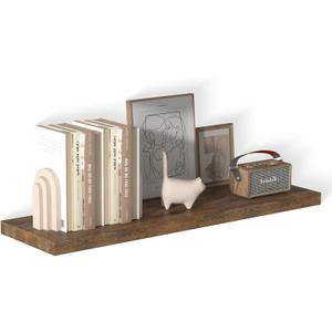 40 Inch Rustic Floating Shelf 1 Pack Large Floating Shelves for Wall No Drilling Accessories Included Deep Wall Shelves for Living Room Kitchen Farmhouse 40" W x 12" D x 1.2" Rustic Brown