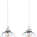 1 Light Hanging Indoor Kitchen Island Pendant Ceiling Light 6.3" Seeded Glass Fixture,Farmhouse Dinning Over Sink Bedside (Seeded Glass, 2 Pack)