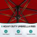 AreShark 7.5FT Patio Umbrella Table Market Umbrella with 6 Sturdy Ribs, Button Tilt/Crank Heavy-Duty Round Outdoor Umbrellas for Garden, Deck, Backyard,and Pool, Red