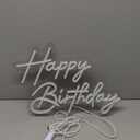 Happy Birthday Neon Sign for Wall Decor, Warm White LED Neon Light Signs, Art Decoration Happy Birthday Neon Light Sign for All Birthday Party Decoration with 2 Pcs Pasters (1712 Inch)
