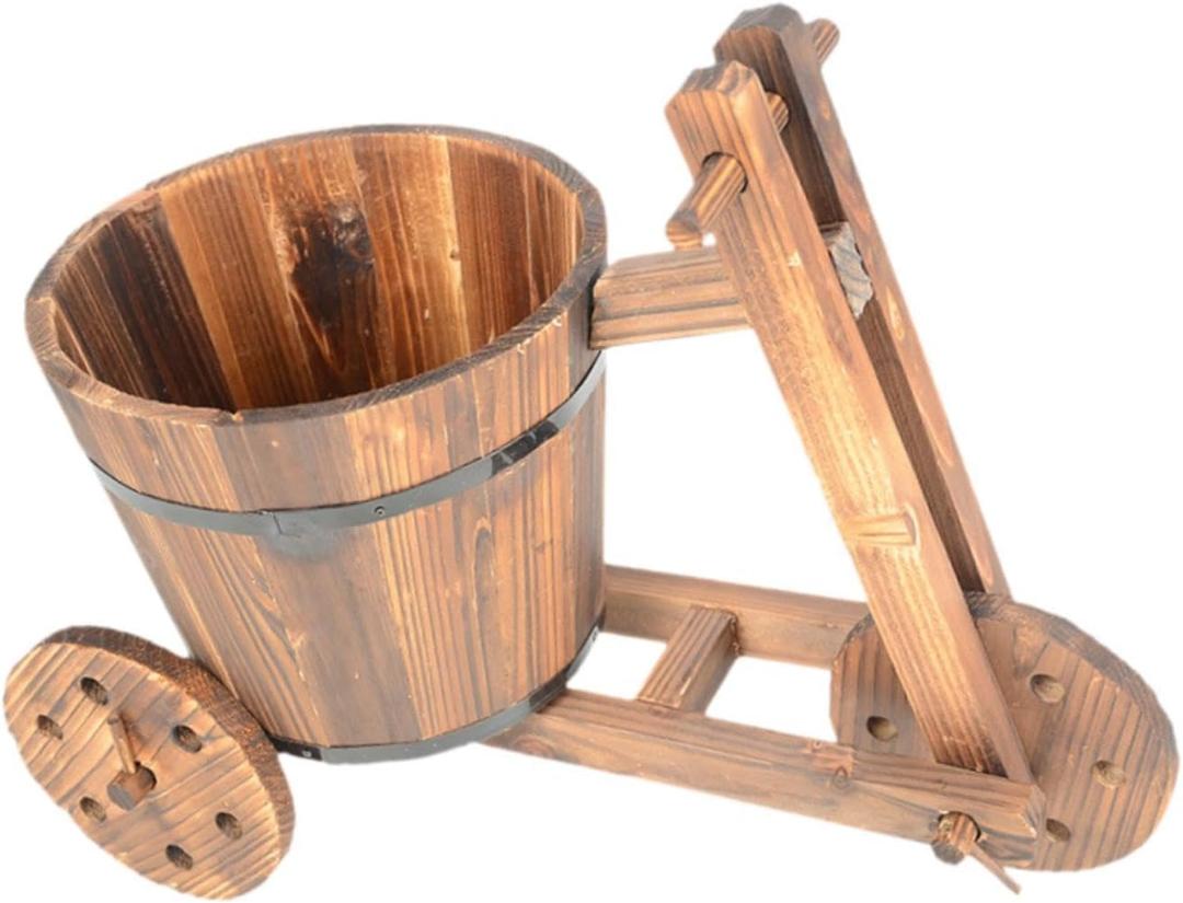Tricycle Planter Flower Pot Outdoor Multifunctional Indoor Plants Decoration Wood Statue for Kitchen Desktop Office Garden, M