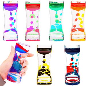 6 Pack Liquid Motion Bubbler Sensory Toys, Liquid Timer Desktop Colorful Hourglass Liquid Bubbler, Small Calming Relaxing Toys Sensory Anxiety Autism ADHD Fidget Toys
