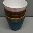 6 Inch Indoor Planter Pots with Drainage Hole and Tray Saucer, Flower Pots for Indoor Outdoor Garden Plants and Flowers, Multicolor, 5 Packs