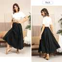 Ezcosplay Women Bohemian Beach A-Line Dress Double Layer Elastic Waist Long Maxi Skirt (Black)