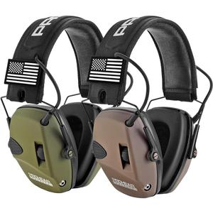 PROHEAR 2 Pack Electronic Ear Protection for Shooting with 4X Sound Amplification, Gun Range Hearing Protection Muffs, NRR 23dB Noise Reduction Headphones for Hunting, Green and Brown