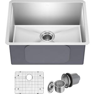 KRAUS Standard PRO 23-Inch 16 Gauge Undermount Single Bowl Stainless Steel Kitchen Sink, KHU101-23