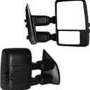 Towing Mirrors Compatible with 1999-2016 Ford F250 F350 F450 F550 Super Duty Side Mirrors with Smoked Turn Signal Light Maually Adjustable Glass Black View Mirrrors Pair Set, Curved with Convex Spotter Glass