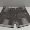 Gocolloa Womens Plus Size Jean Shorts Stretchy High Waisted Distressed Fold Hem Denim Shorts Gray 26W