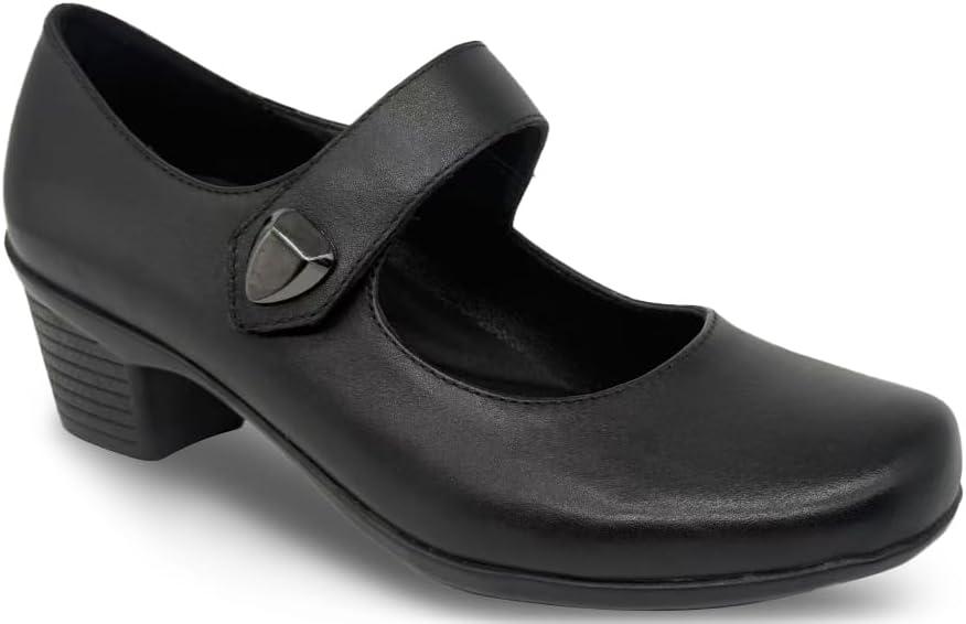 Womens Low Heel Pumps, Comfortable Slip-Ons Casual Work Office Round Toe Dressy Shoes Black (10)