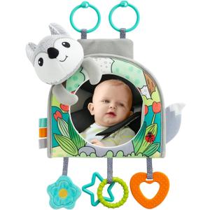 Car Seat Toy, Car Mirror for Baby, Baby Mirror for Car, Baby Car Mirror for Baby Rear Facing, Travel Baby Activity Center with Hanging Engaging Toys for infants Babies 0-6-12-18 Months Boy Girl (Set4)