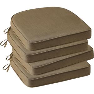 Outdoor Sunbrella Round Corner Seat Cushion, 17"x16"x2", Set of 4, Non Slip Seat Cushion Pads with Removable Cover for Patio Furniture, Garden Yard Lawn, Specrtum Caribou
