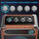 JYX Karaoke Machine, 2 Wireless Microphones, Portable Bluetooth 5.3 PA Speaker with Disco Lights, Smart TV Compatible, Upgraded Subwoofer, Bass Boost & Echo, TF/USB/AUX/FM, Home & Outdoor Party (Wood)