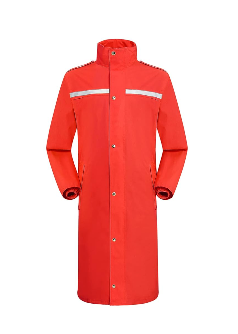 iCreek Raincoat Waterproof Long Rain Jacket Lightweight Rainwear Reflective with Packable Hood for Men Women Adults, M