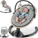 Electric Baby Swings for Infants, Infant Swing with Music Speaker, 3 Seat Positions, 5 Speeds and Remote Control for Newborn Boy Girl, Indoor & Outdoor Use, Black