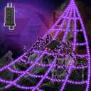 Halloween Decorations Outdoor Spider Web Lights - 16.4Ft Light Up Spider Web with 550 LEDs, Waterproof, 8 Modes Memory Function for Outdoor Yard Halloween Decorations (with Spider)