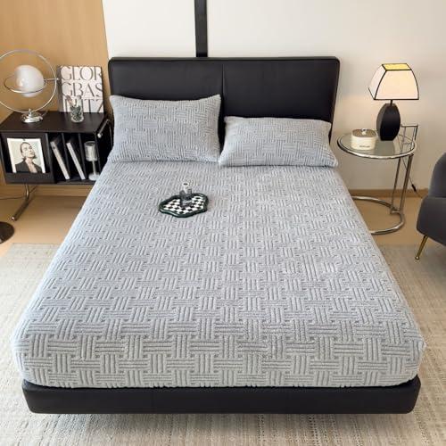 ZIQINPSQ Twin XL Size Flannel Fitted Sheet - 1 Piece Winter Warm Deep Pocket (15") Bed Sheet, Shrink & Fade Resistant, Hotel Quality, Light Grey