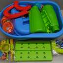 Toddler Water Table - Sensory Table for Kids with 28 Piece Sand Water Toy Set, Outdoor Water Play Table with Rain Shower Sprinkler, Summer Birthday Gift STEM Toy for Boys Girls Ages 3 4 5 6 7 8