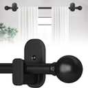 Curtain Rods No Drilling for Windows 32 to 45 Inch:No Drill Small Black Curtain Rod with Adhesive Brackets for Bedroom,5/8" Apartment Renter Friendly Adjustable Drapery Rods Easy Install