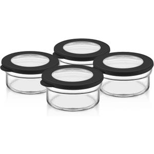 4-Piece Glass Food Storage Container Set with Airtight Lids  450ml (15oz) Round Bowls, Leakproof and BPA-Free, Ideal for Meal Prep, Leftovers, and On-the-Go Snacks  Black