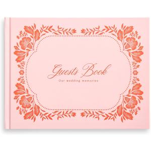 &And Per Se Floral Pink Guest Book with Photo Spaces Romantic Hardcover Memory Book for Wedding Reception, Bridal Party, Anniversary & Baby Welcome Patterned Sign-in Keepsake Gift