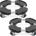sanyi Plant Caddy with Wheels, 2 Pack 8-21" Adjustable Rolling Plant Stands with Wheels Heavy Duty Large Plant Potted Trolley Dolly Cart Garden Tower Pot Greenstalk Vertical Planter Umbrella Base (Black)