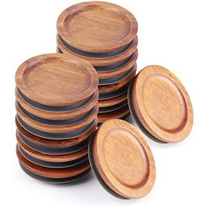 12Pack Regular Mouth Mason Jar Lids - Acacia Wooden Storage, Canning Ball Jar with Airtight Silicone Seal, Brown.