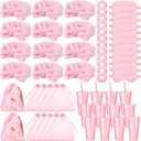 60 Pcs Spa Sleepover Party Supplies Bulk Include 12 Pink Hairbands 12 Sleep Eye Masks 12 Plush Hair Scrunchies 12 Glitter Cups 12 Organza Bags for Women Sleepover Slumber Spa Party Favor Gift