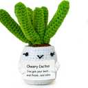 AltrEgo Handmade Crochet Emotional Support Cheery Cactus, Amigurumi Doll with Positive Card, White