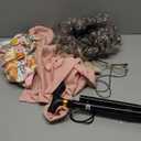 100 Days of School Old Lady Costume for Kids 100th Grandma Granny Dress up for Girls (Small(5-7yr), Pink)